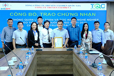 TQC trao chứng nhận ISO 45001:2018 cho Công ty Truyền tải điện 1

