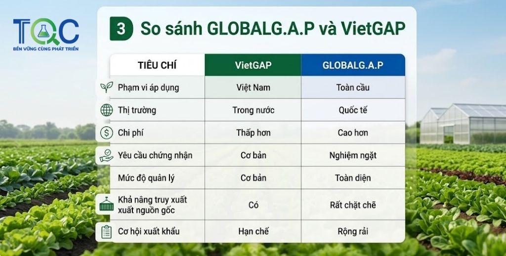 Bảng so sánh Vietgap - Global Gap