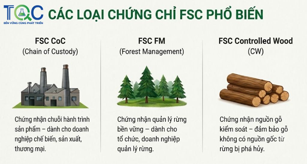 Các loại chứng chỉ phổ biến FSC