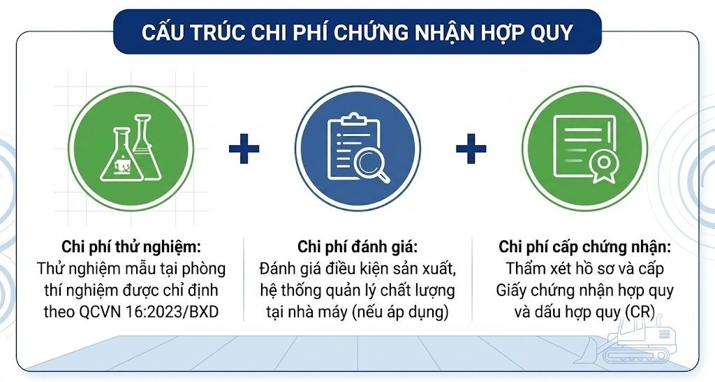 Cấu trúc chi phí chứng nhận hợp quy vật liệu xây dựng