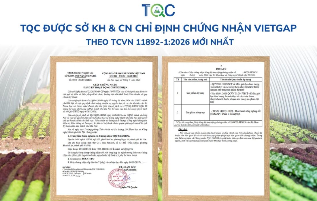 Năng lực chứng nhận VietGAP trồng trọt của TQC CGLOBAL