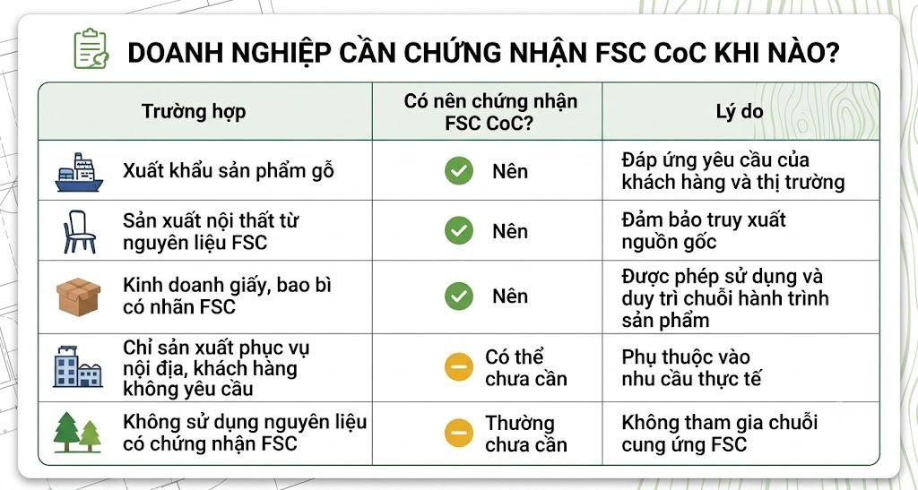 Doanh nghiệp cần chứng nhận fsc coc khi nào