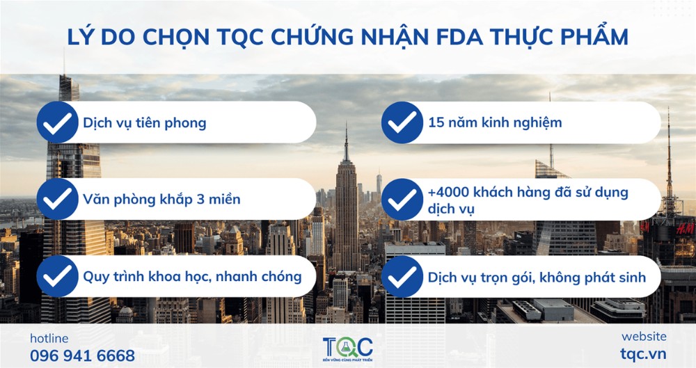 Lý do chọn TQC làm chứng nhận fda Thực phẩm