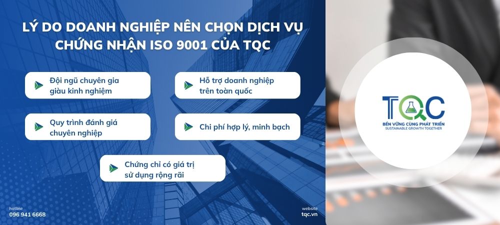 Lý do nên chọn dịch vu chứng nhận iso 9001 tại TQC