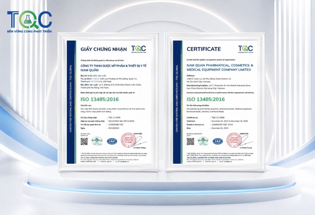 Mẫu chứng nhận iso 13485