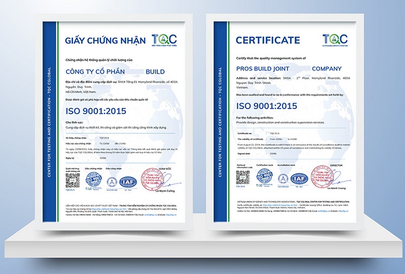 Mẫu chứng nhận iso 9001 mới nhất