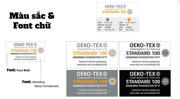 màu sắc và phông chữ nhãn OEKO-TEX® STANDARD 100
