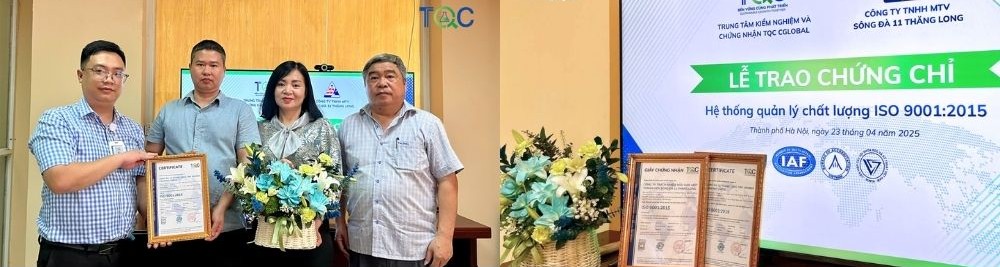 chứng chỉ ISO 9001 cho Công Ty TNHH MTV Sông Đà 11 Thăng Long