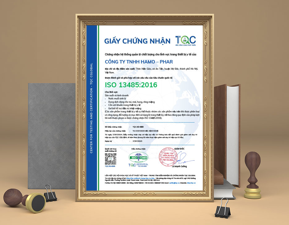 Mẫu giấy chứng nhận ISO 13485 được cấp bởi TQC CGLOBAL