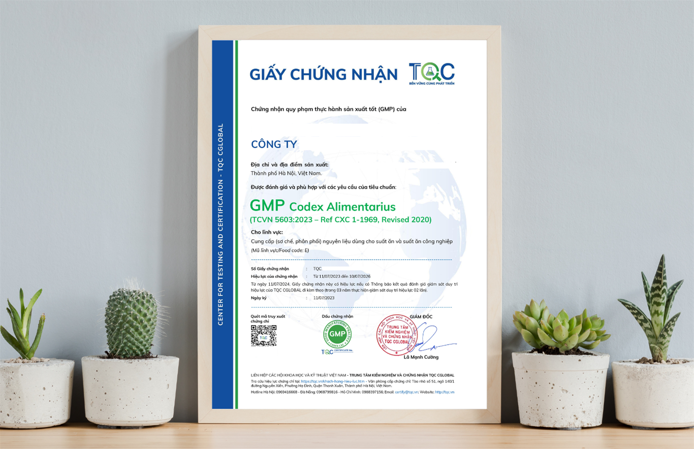 chứng nhận GMP thực phẩm 2022 | TQC