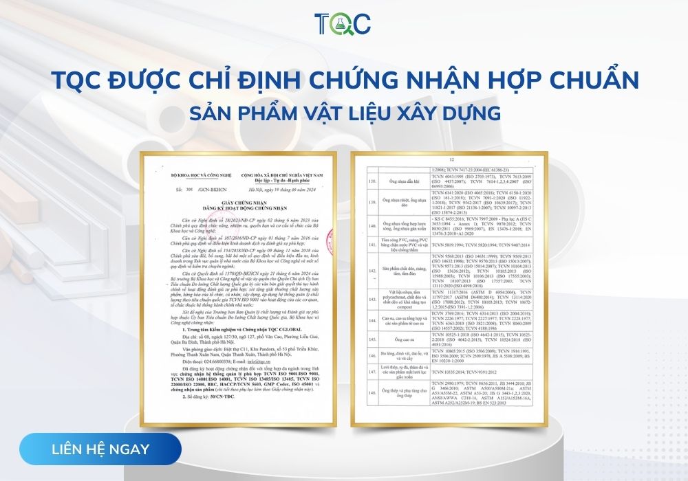 TQC duoc chi dinh chung nhan vat lieu xay dung