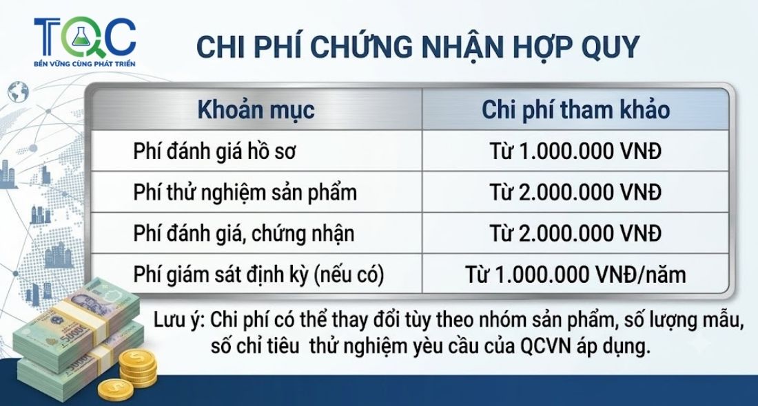 Chi phí chứng nhận hợp quy sản phẩm