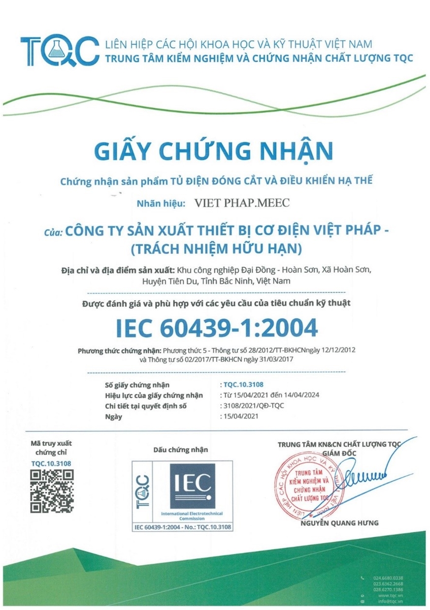 chứng nhận hợp chuẩn việt pháp