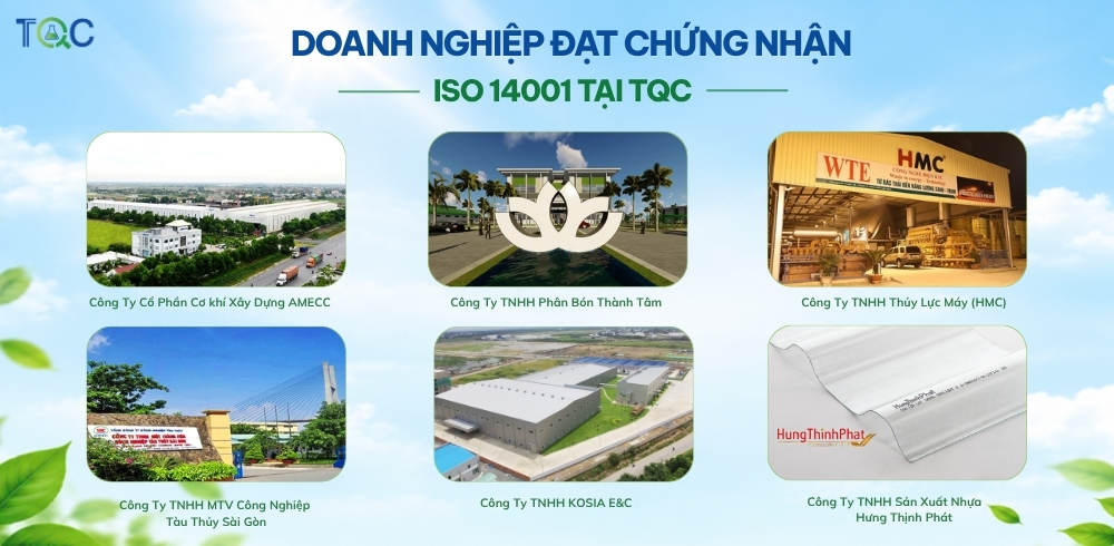 Danh sách khách hàng đạt chứng nhận ISO 14001 tại TQC