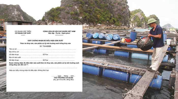 giấy chứng nhận đủ điều kiện sản xuất thức ăn thủy sản