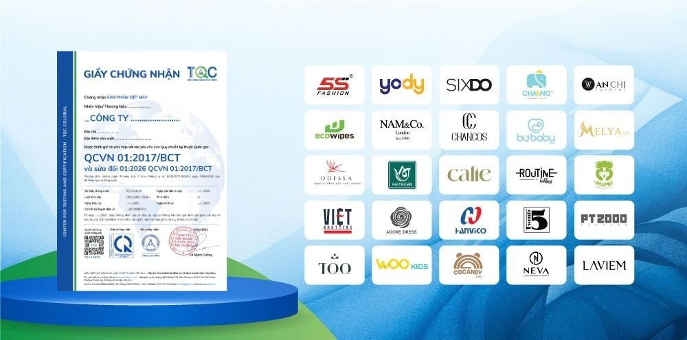 Những thương hiệu nào đã được TQC chứng nhận hợp quy dệt may?