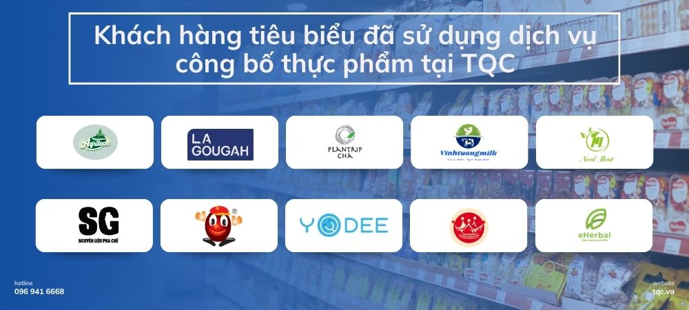 Khách hàng tiêu biểu đã sử dụng dịch vụ công bố thực phẩm tại TQC