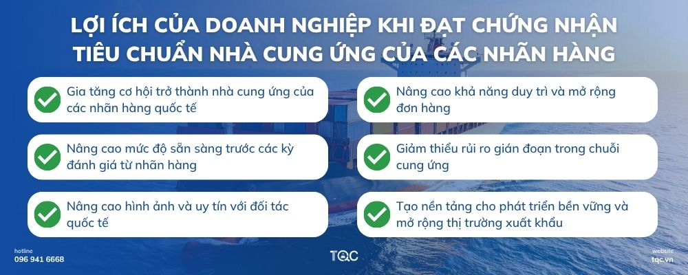 Lợi ích của doanh nghiệp khi đạt chứng nhận tiêu chuẩn nhà cung ứng của các nhãn hàng