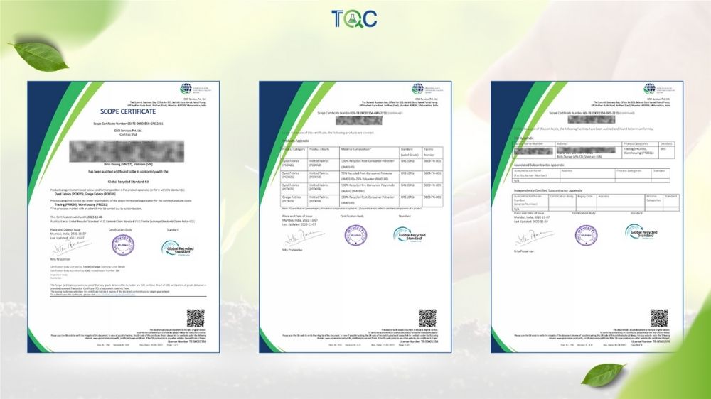 Mẫu chứng nhận GRS