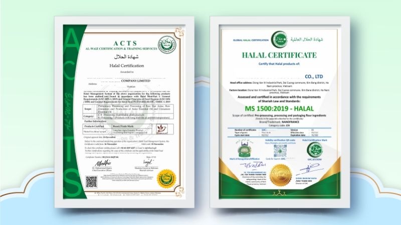 Mẫu chứng nhận halal - đơn vị liên kết của TQC