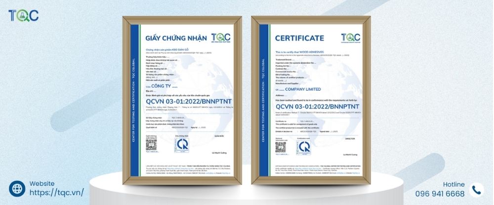 Mẫu chứng nhận hợp quy keo dán gỗ