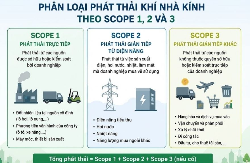 Scope 1 2 3 kiểm kê khí nhà kính